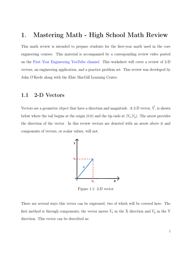 High School Math: 2-D Vectors Review | PDF | Euclidean Vector | Triangle