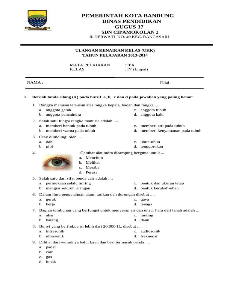Download soal ukk ipa kelas 4 pdf