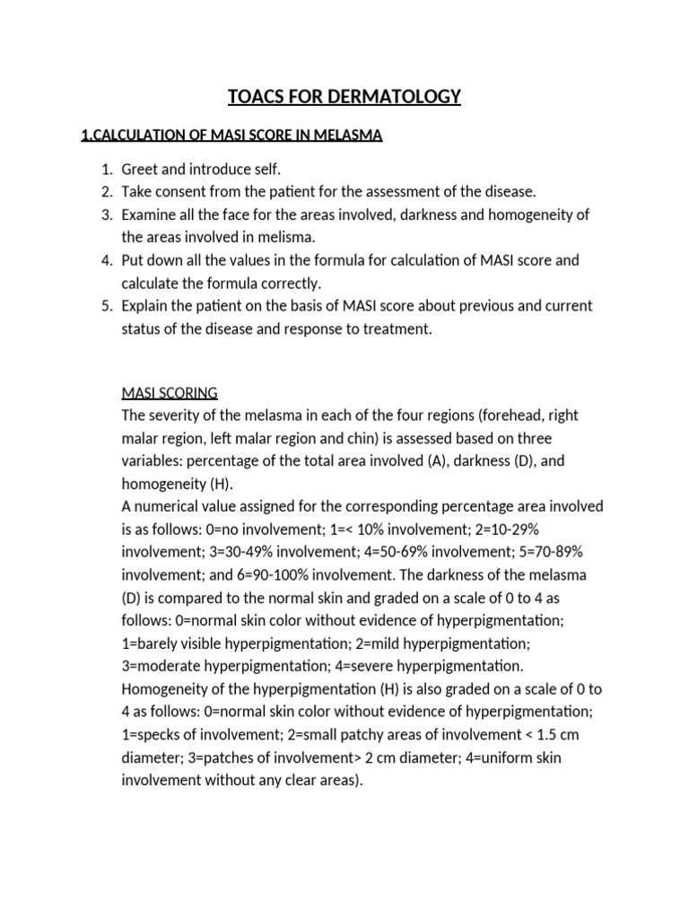 Toacs For Dermatology | PDF