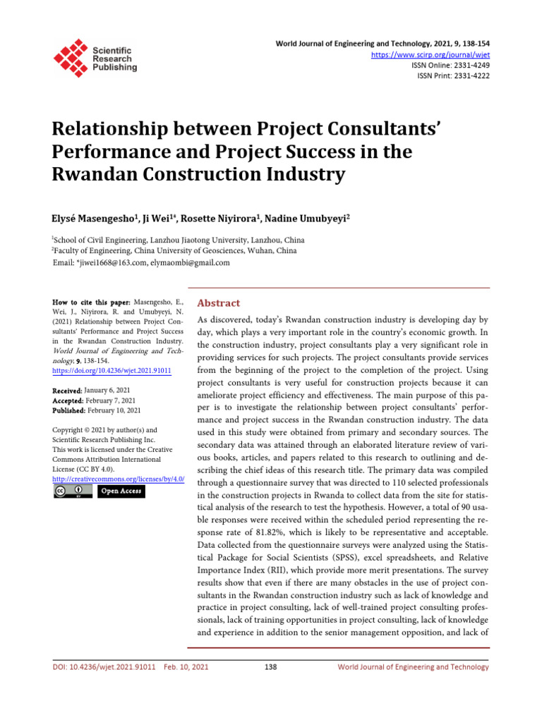 Relationship Between Project Consultants Performa | PDF | Project ...