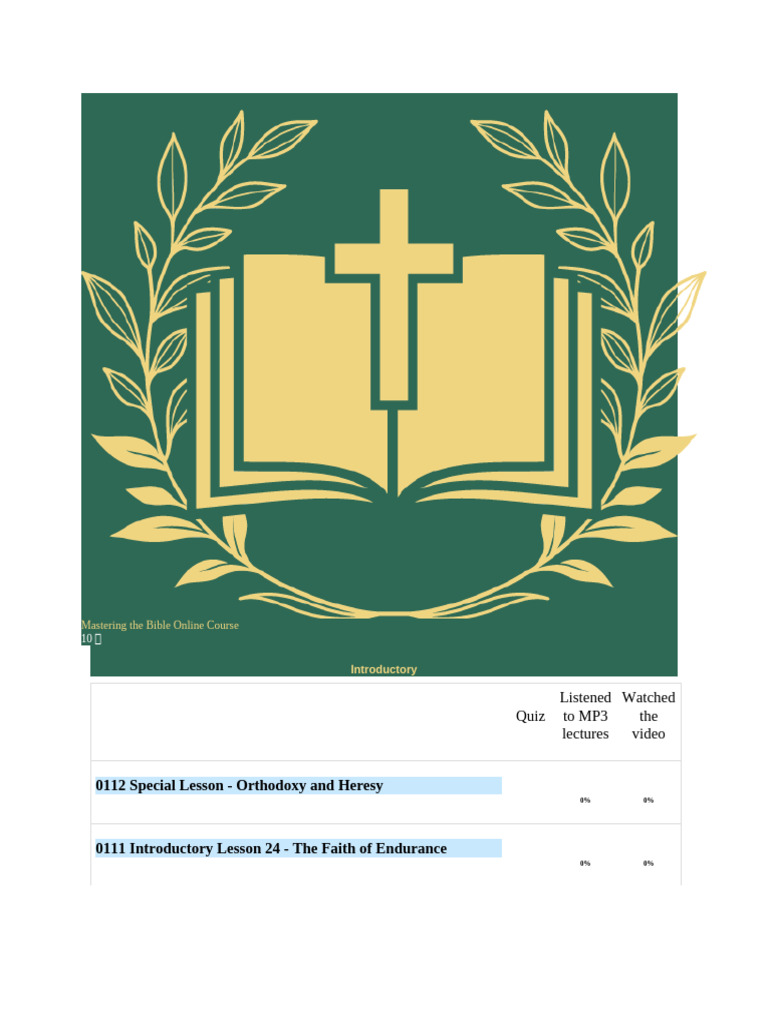 Mastering the Bible Course Overview | PDF | Religious Belief And Doctrine