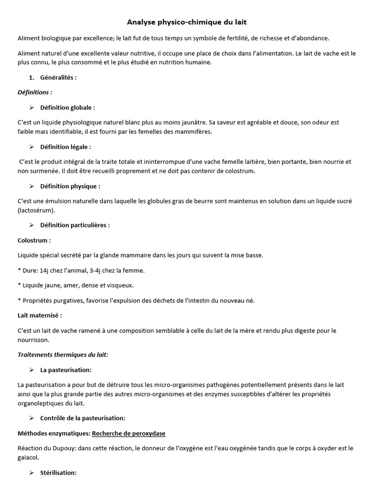 4.Analyse physico chimique du lait PDF — free download