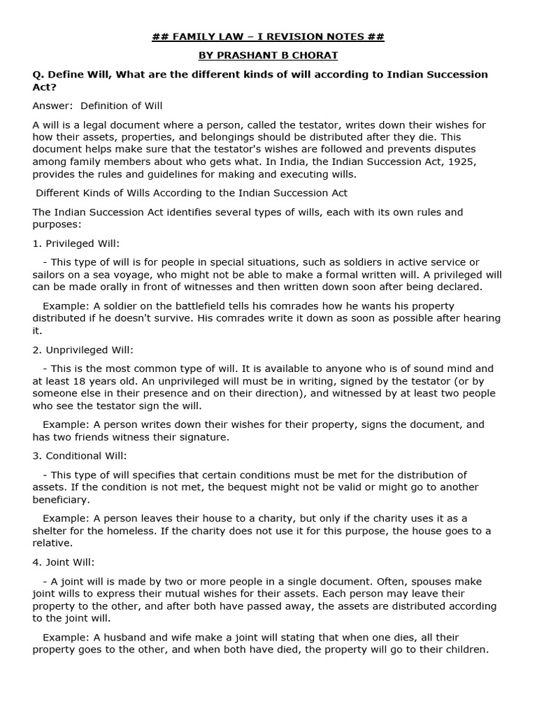 Family Law Revision Notes: Wills & Domicile | PDF | Will And Testament ...