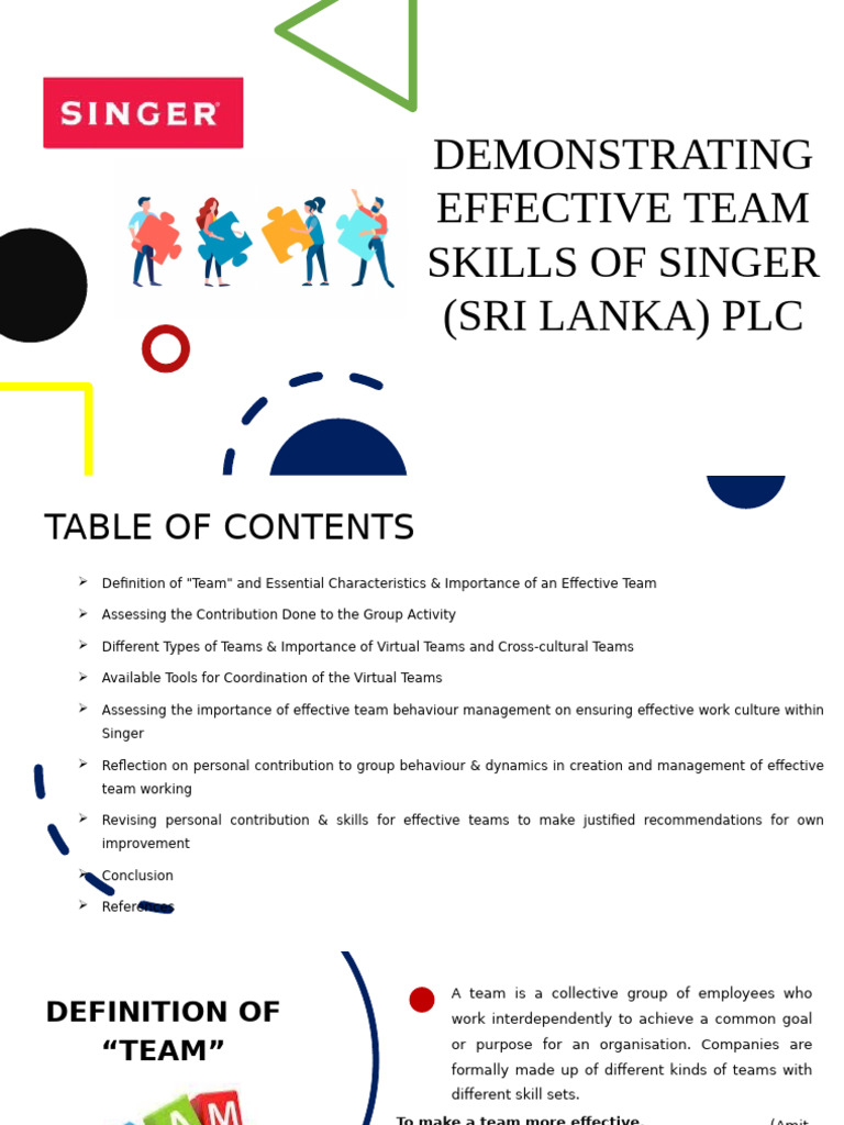 Demonstrating Effective Team Skills of Singer (Sri Lanka) PLC | PDF
