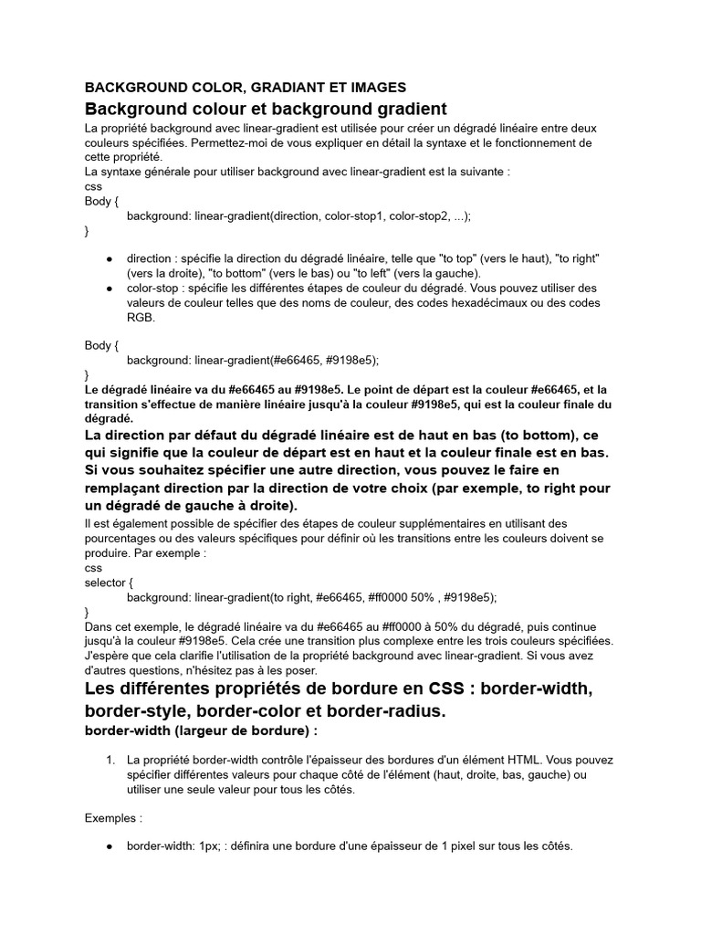 BACKGROUND COLOR, GRADIANT ET IMAGES PDF
