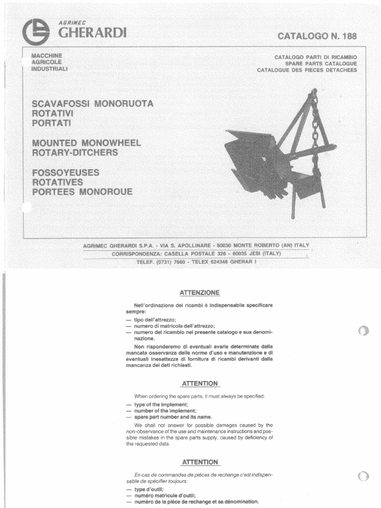 Cat 188 Scavafossi Monoruota Rotativi Portati | PDF
