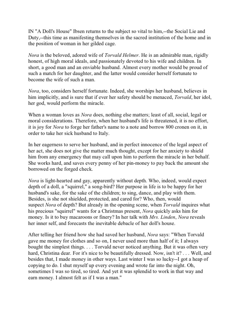 A Doll's House Essay PDF