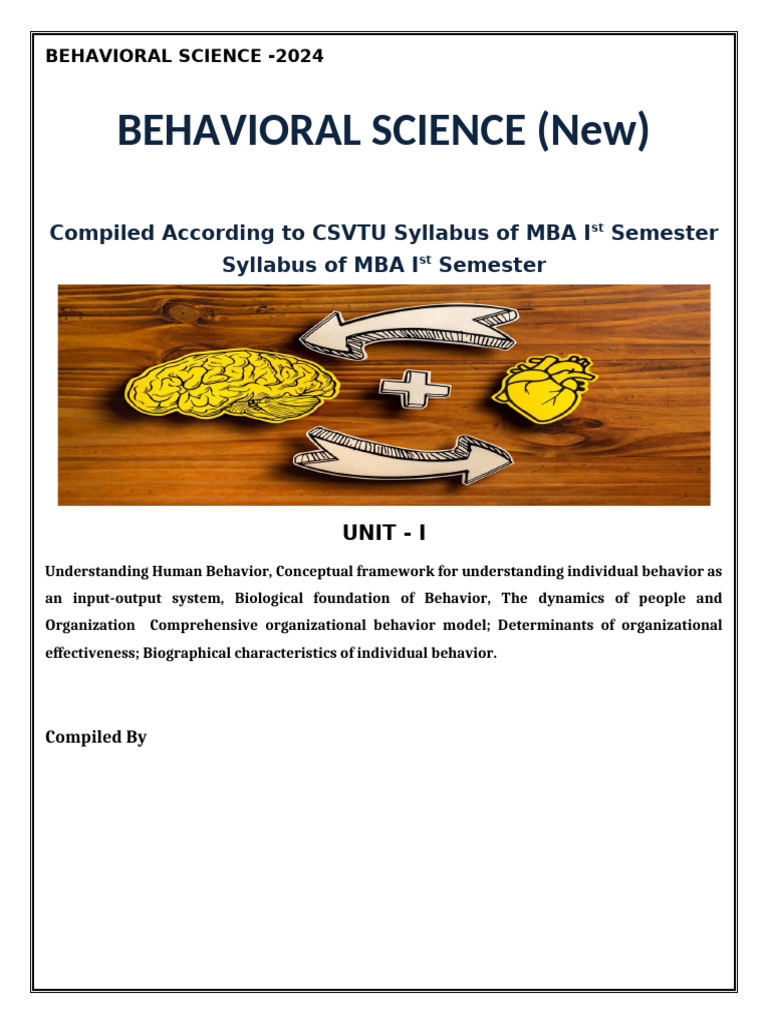 MBA Behavioral Science Syllabus 2024 | PDF | Behavior | Career & Growth