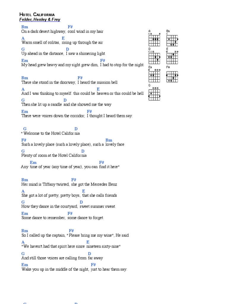 Hotel California Guitar Chords | PDF