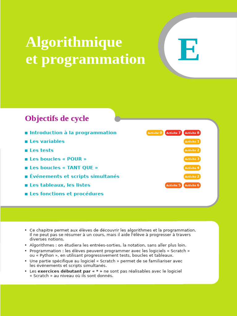 Chapitre E Algorithmique Et Programmation | PDF