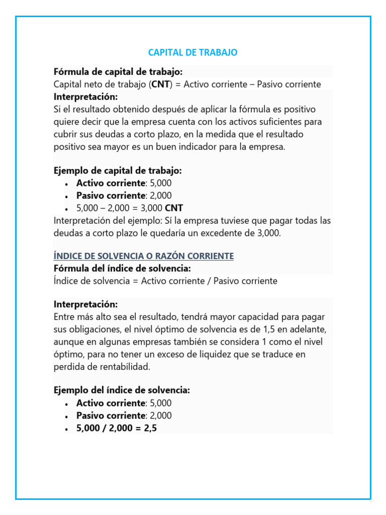 CAPITAL DE TRABAJO | PDF