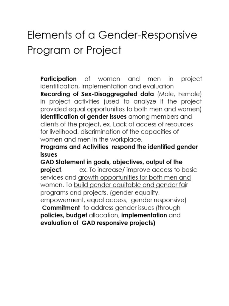 Gender Responsive Examples
