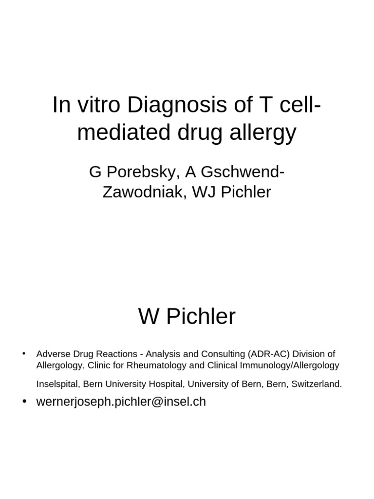 In Vitro Diagnosis of T Cell-Mediated Drug Allergy | PDF