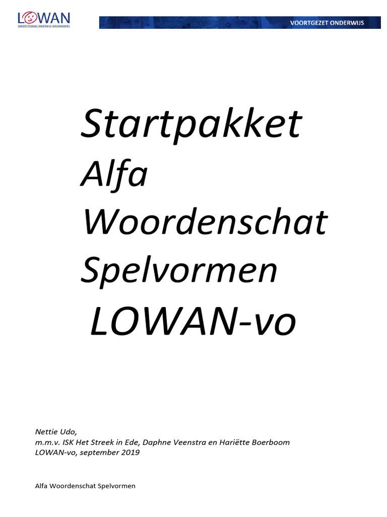 LOWAN Vo ISK Startpakket Alfa Woordenschat Spelvormen Handleiding | PDF