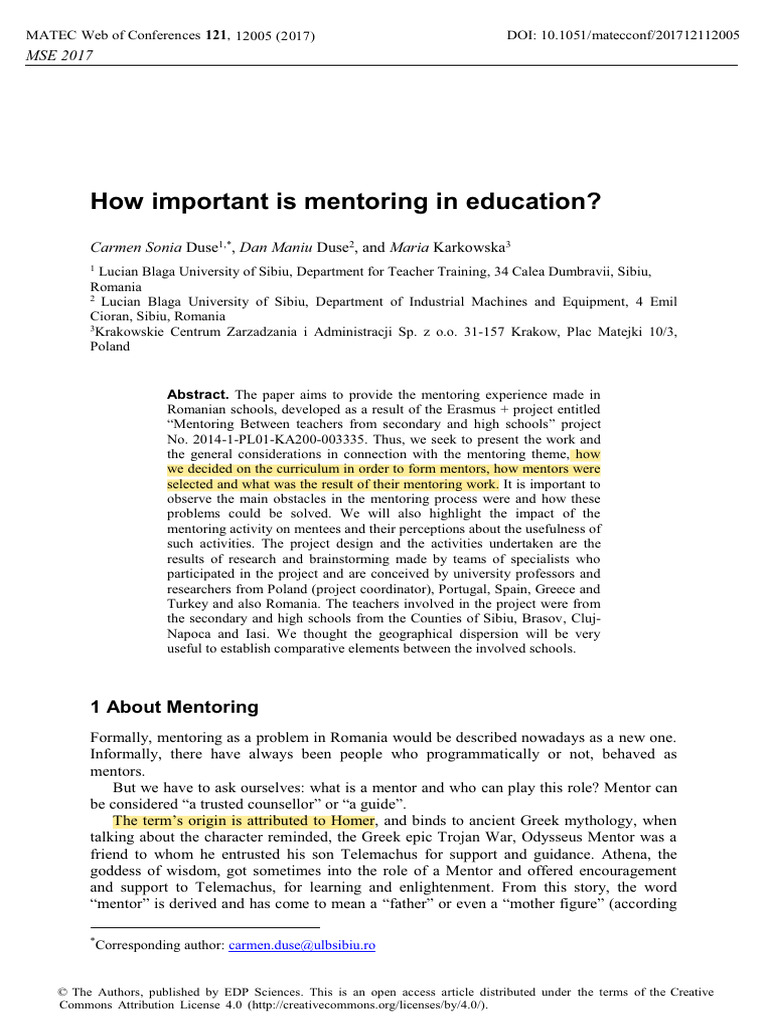 How Important Is Mentoring in Education? | PDF