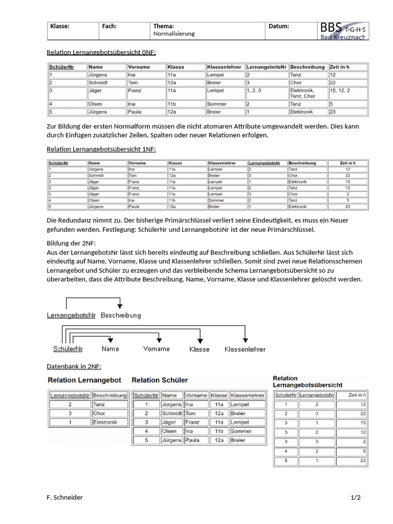 Beispiel Normalisierung | PDF