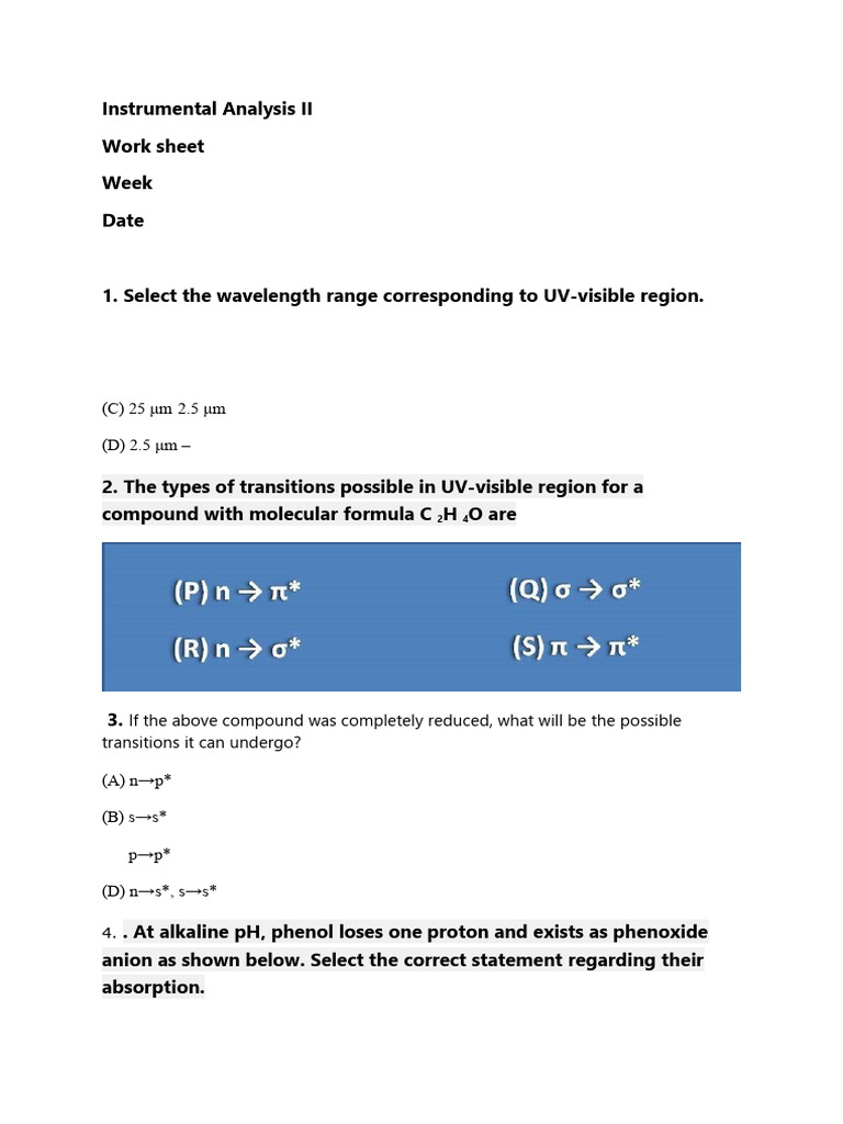 Instrumental analysis ii work sheet pdf
