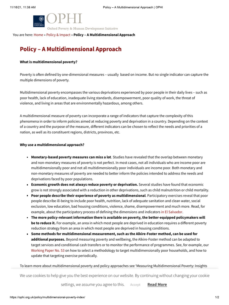 Policy - A Multidimensional Approach - OPHI | PDF