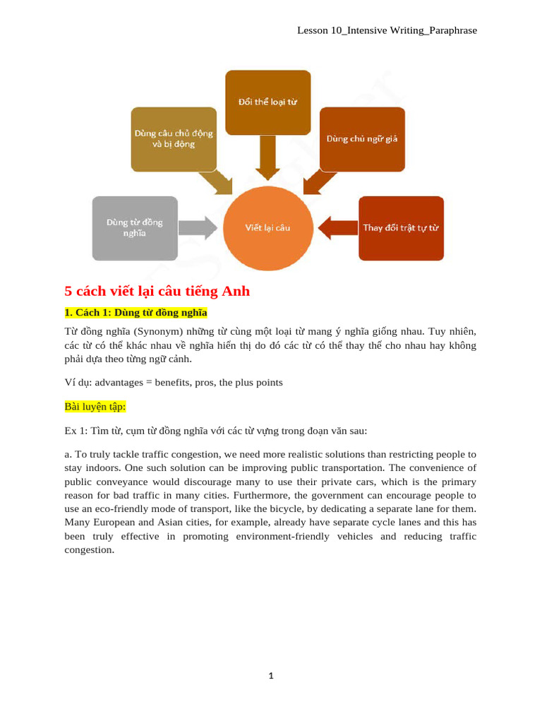 Cách Paraphrase Writing Task 2 | PDF