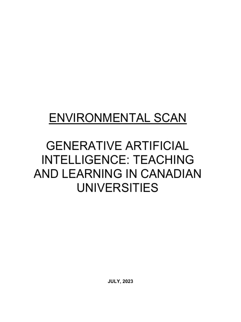 AI Environment Scan Report - Candian Reserch Universities - 2023 | PDF
