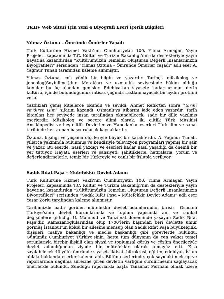 TKHV Yeni 4 Biyografi İçerik Bilgileri (04.09.2024) | PDF
