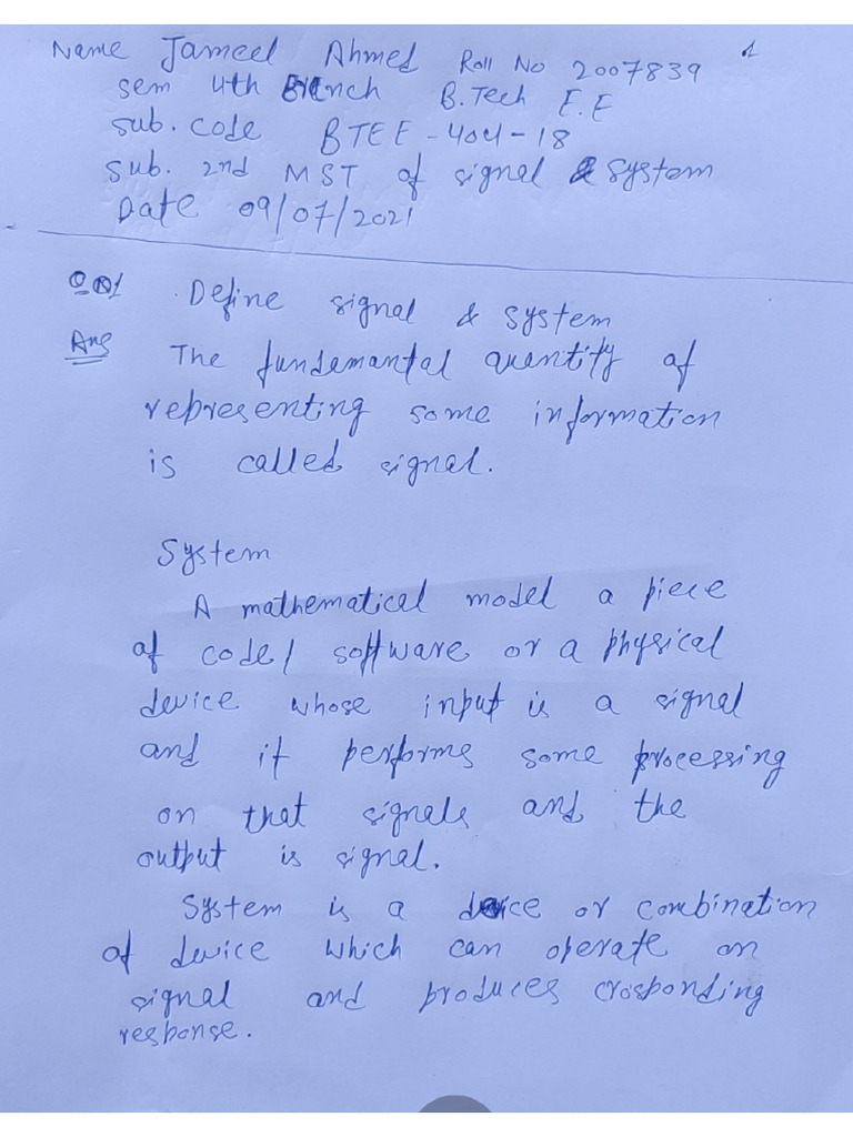 MST 2nd SIGNAL AND SYSTEM | PDF