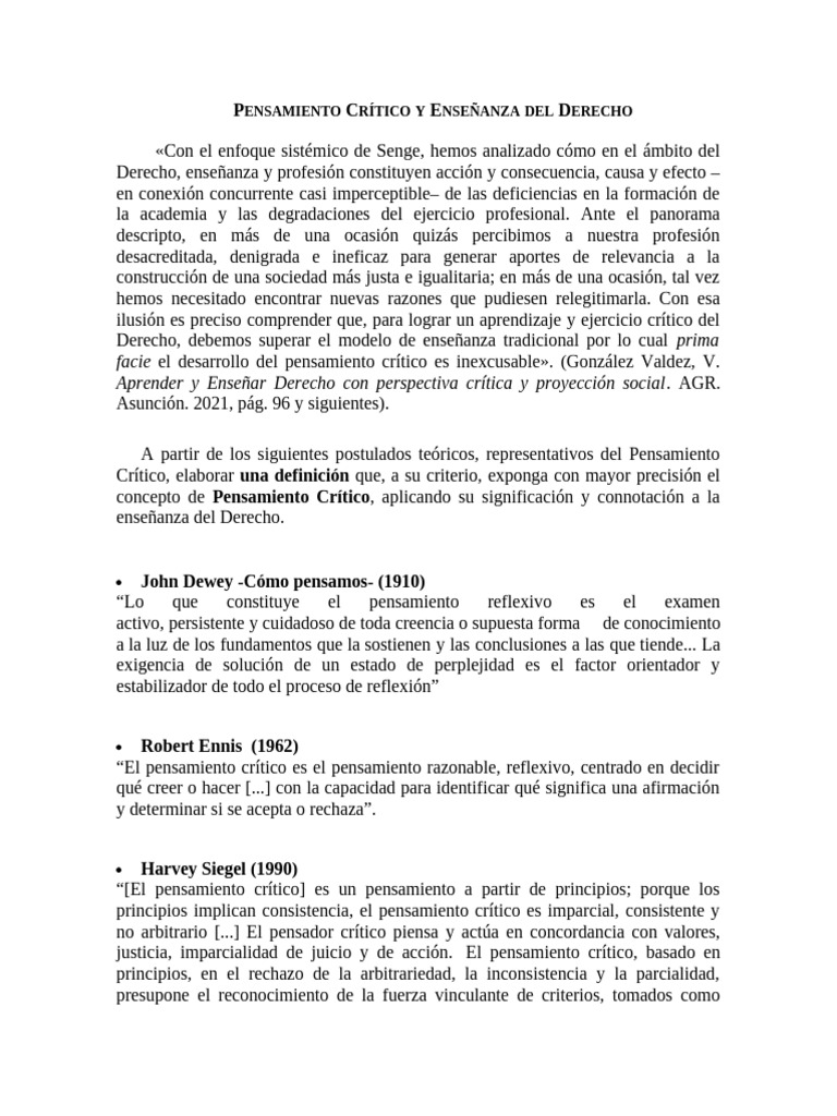 Pensamiento Crítico y Enseñanza Del Derecho | PDF | Plan de estudios ...
