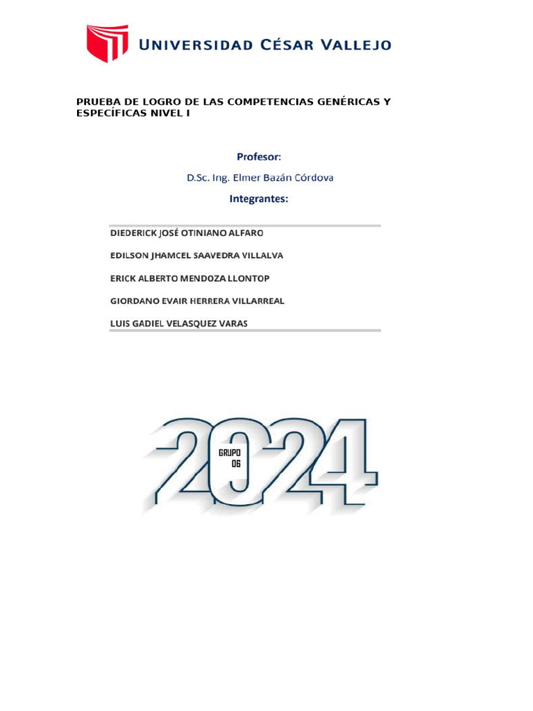 Prueba de Logro de Las Competencias Genéricas y Específicas Nivel I | PDF
