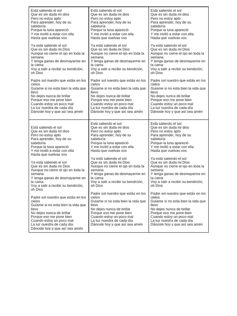 LETRA Está Saliendo El Sol | PDF