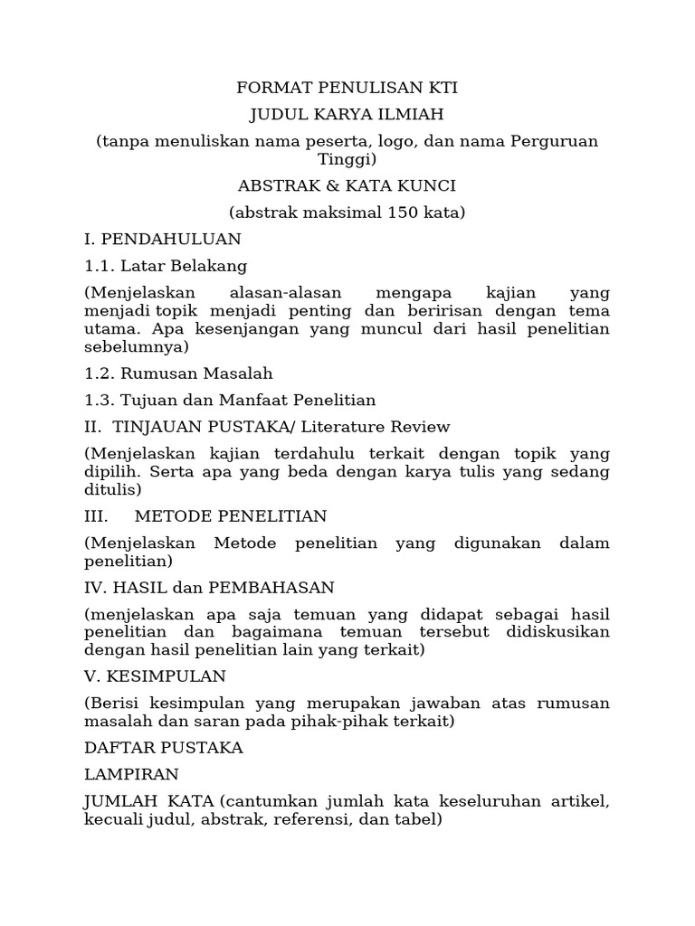 Format Penulisan Kti Lomba Uin Alauddin Makassar | PDF