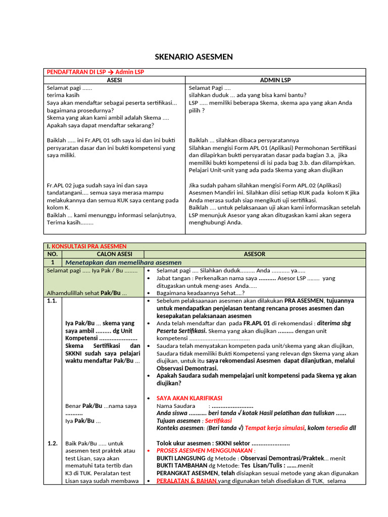 8 Skenario Asesmen Rev | PDF