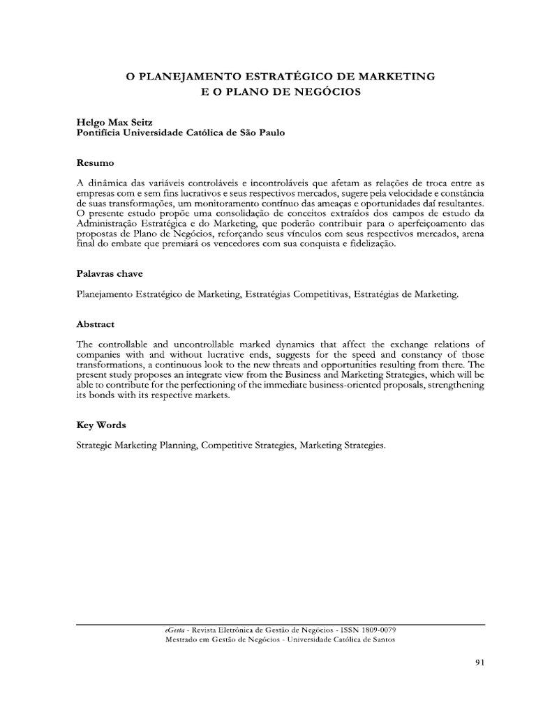 O Planejamento Estratégico de Marketing | PDF