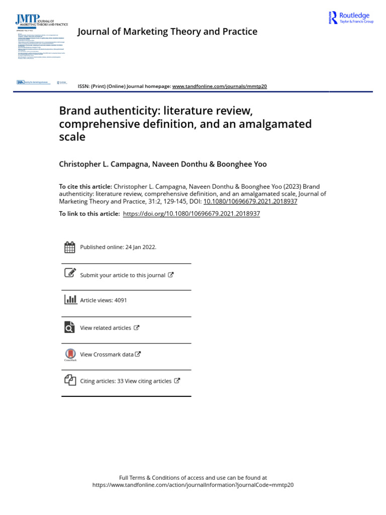 Brand authenticity literature review comprehensive definition and an
