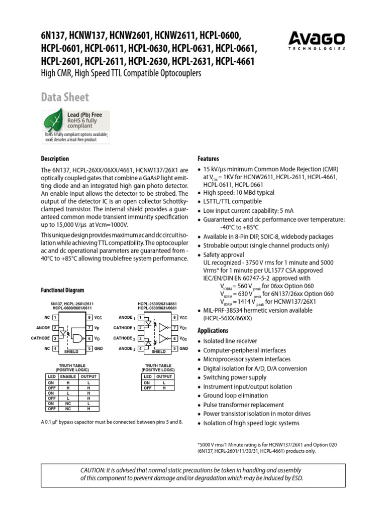 6N137 Avago | PDF