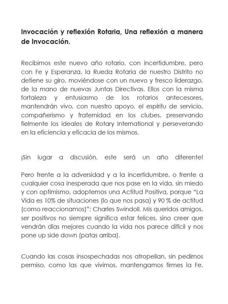 Invocacion y Reflexion Rotaria | PDF