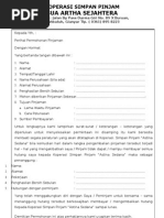 Surat Permohonan Peminjaman Uang Koperasi