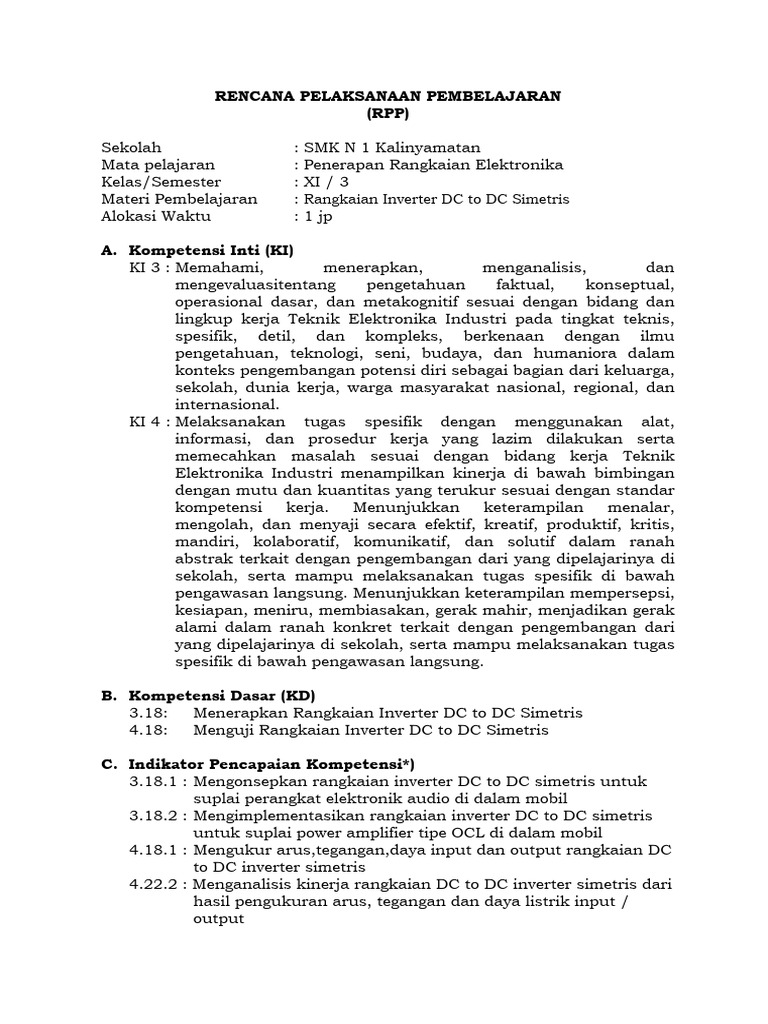 KUNDONO - RPP - 2 - RANGKAIAN INVERTER DC To DC SIMETRIS - REVIEW | PDF