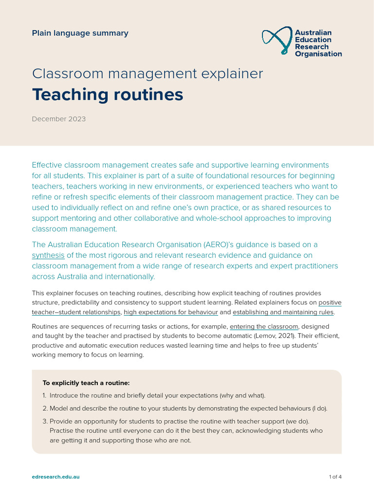 Teaching Routines Aa | PDF | Classroom Management | Career & Growth