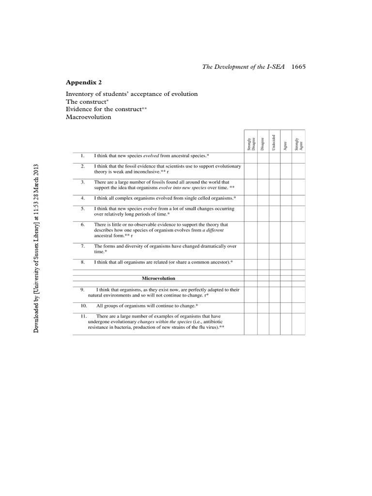 The I-SEA Questionnaire | PDF