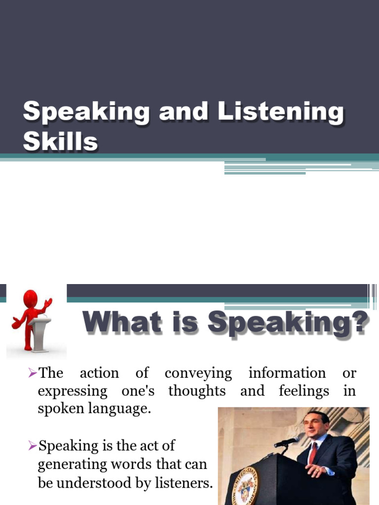 Speaking and Listening Skills | PDF