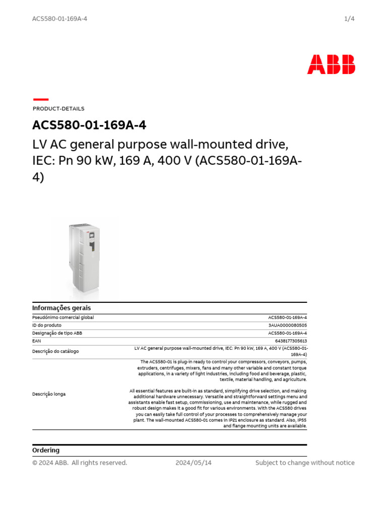 Acs580 01 169a 4 | PDF
