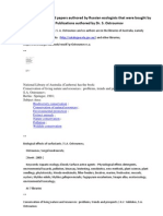 Australia. Books and Papers Authored by Russian Ecologists That Were Bought by Australian Libraries. Publications Authored by Dr. S. Ostroumov