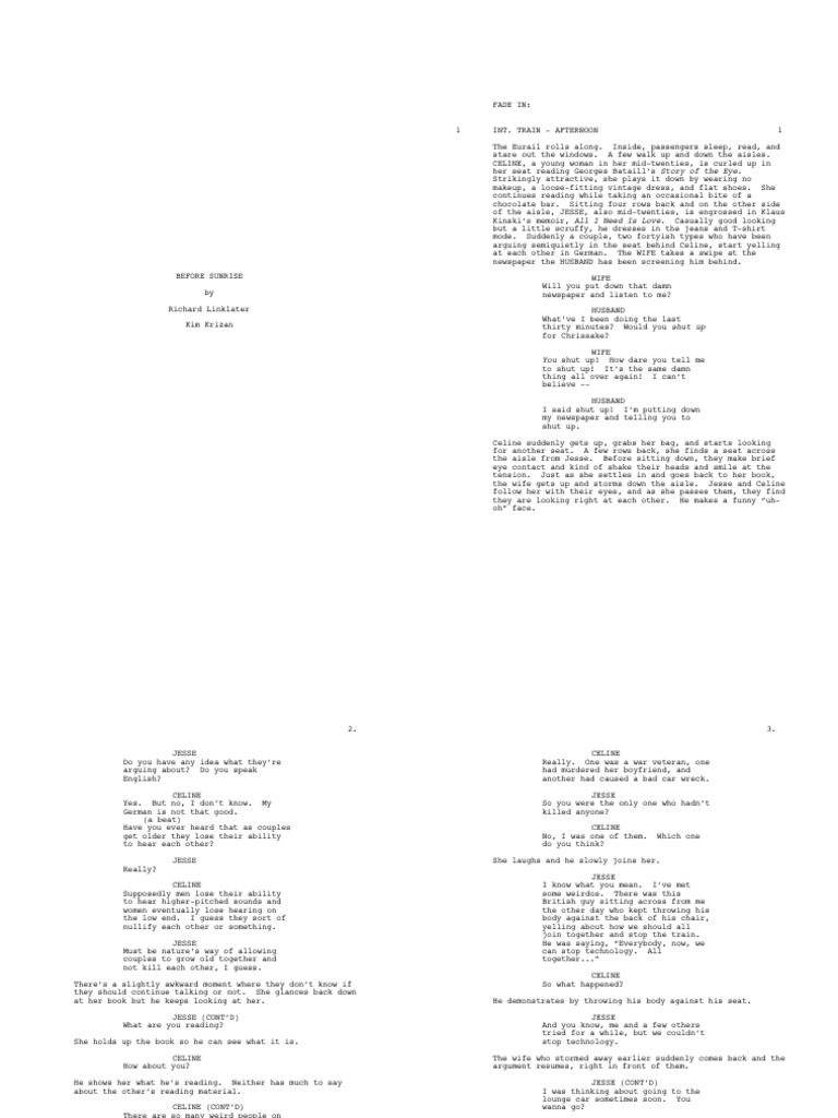Before Sunrise - FDR | PDF