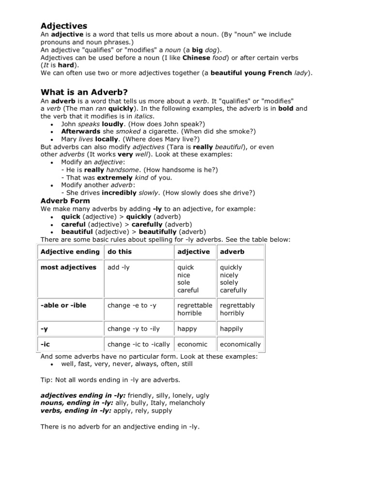 Adjectives Adverbs | PDF