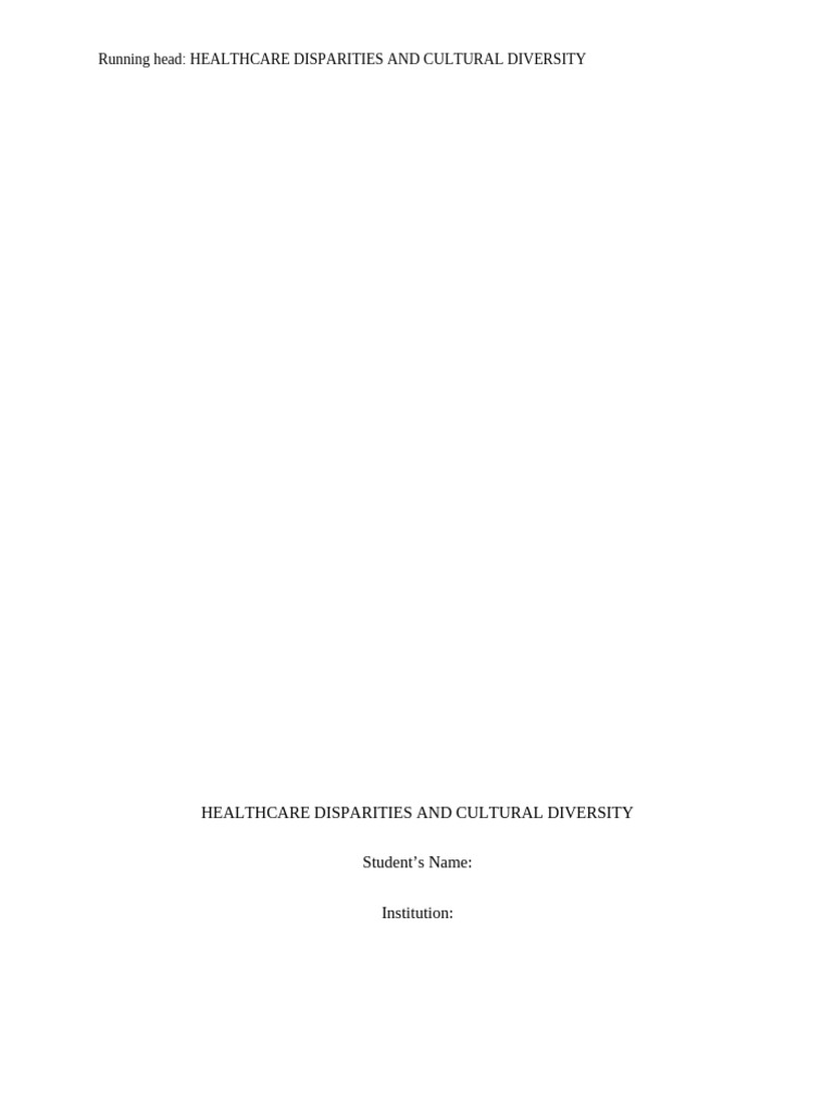 Health Care Disparities and Cultural Diversity | PDF