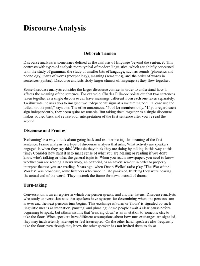 Discourse Analysis | PDF