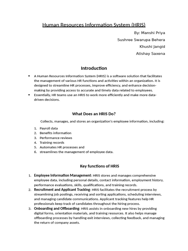 Human Resources Information System | PDF