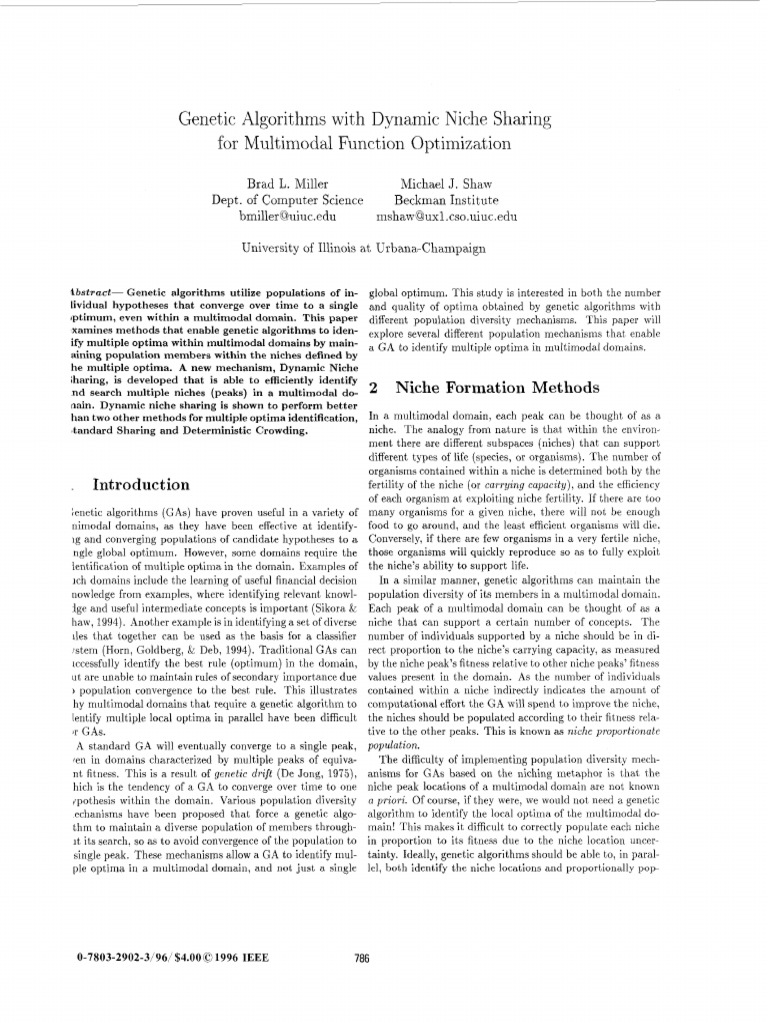 Genetic Algorithms With Dynamic Niche Sharing For Multimodal Function ...