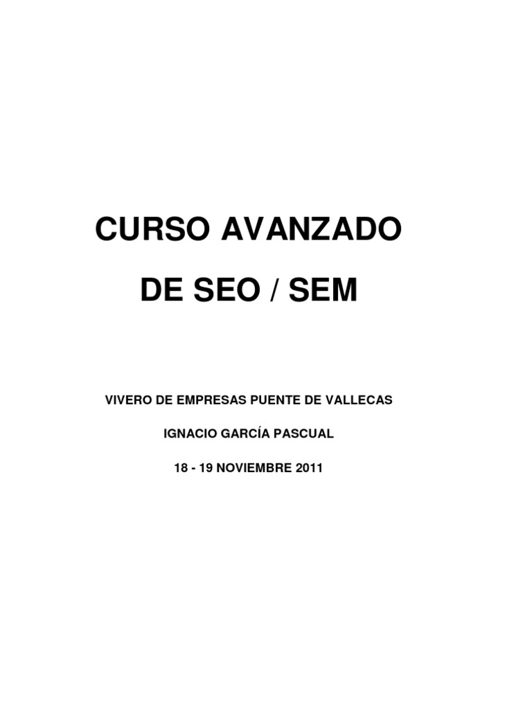 Curso Avanzado SEO Sem | PDF | Posicionamiento en buscadores | Google