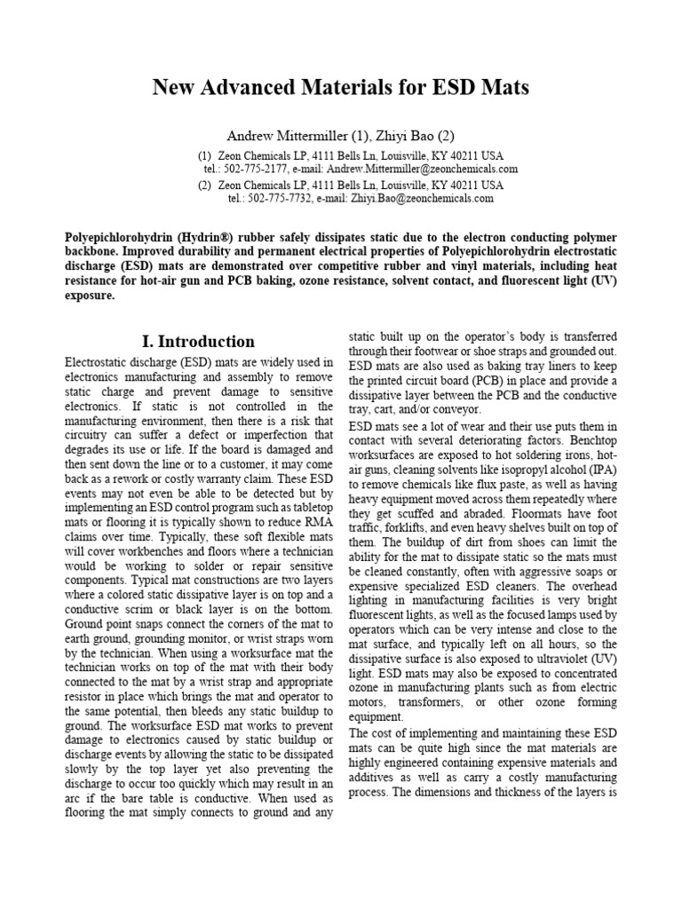 New Advanced Materials For ESD Mats | PDF